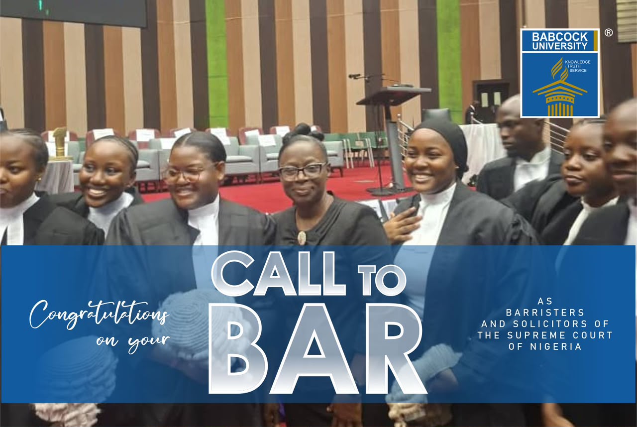 Babcock University alumna with family member at Call to Bar ceremony