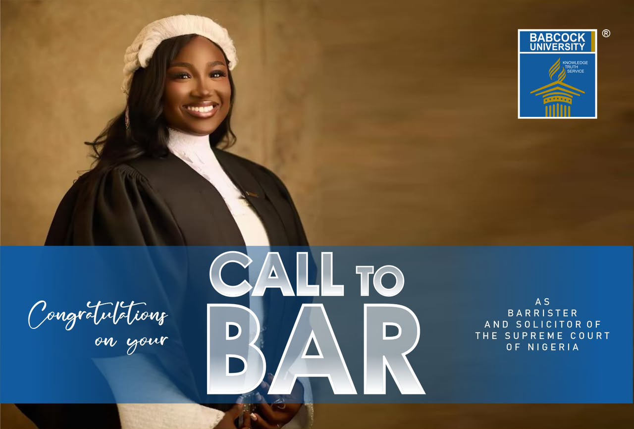 Babcock University graduate seated in barrister gown