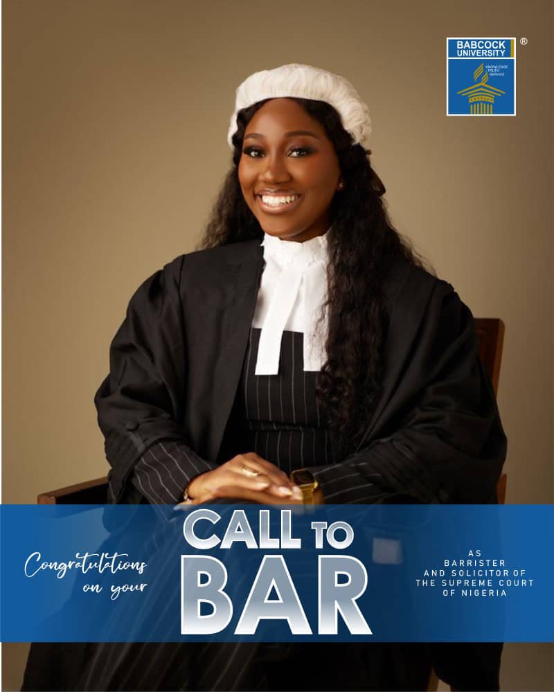 Babcock University graduate smiling in barrister robes